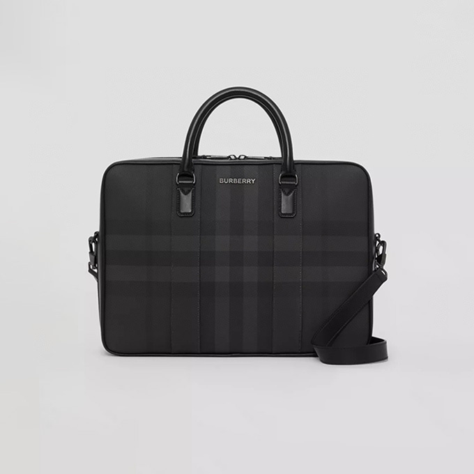 burberry ainsworth slim check and leather briefcase